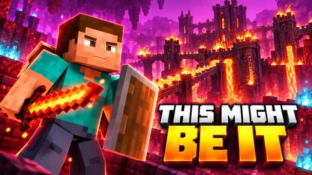 Package thumbnail: THIS MIGHT BE IT, a Minecraft player in a fiery Nether