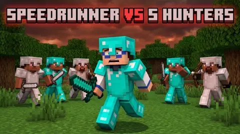 Manhunt Chase · Minecraft thumbnail template