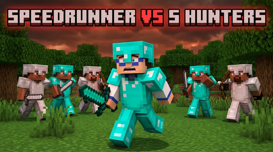 Minecraft manhunt chase thumbnail template