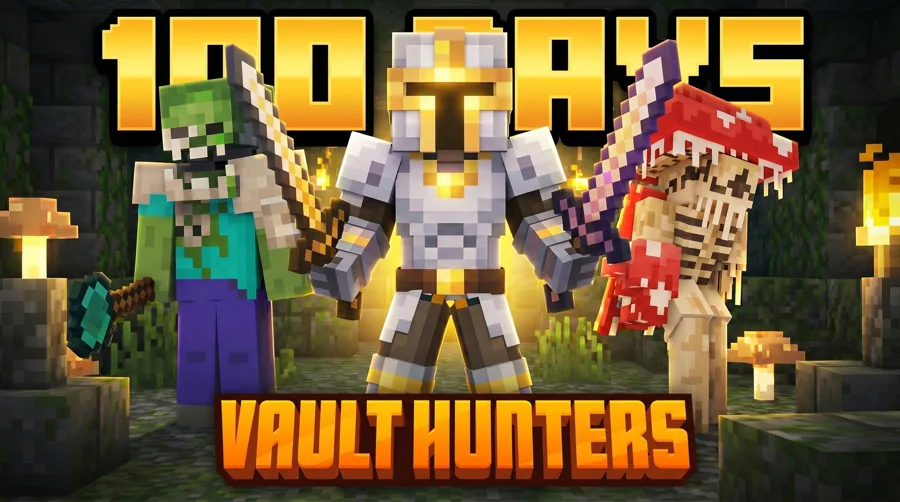 Minecraft Vault Hunters modpack thumbnail template
